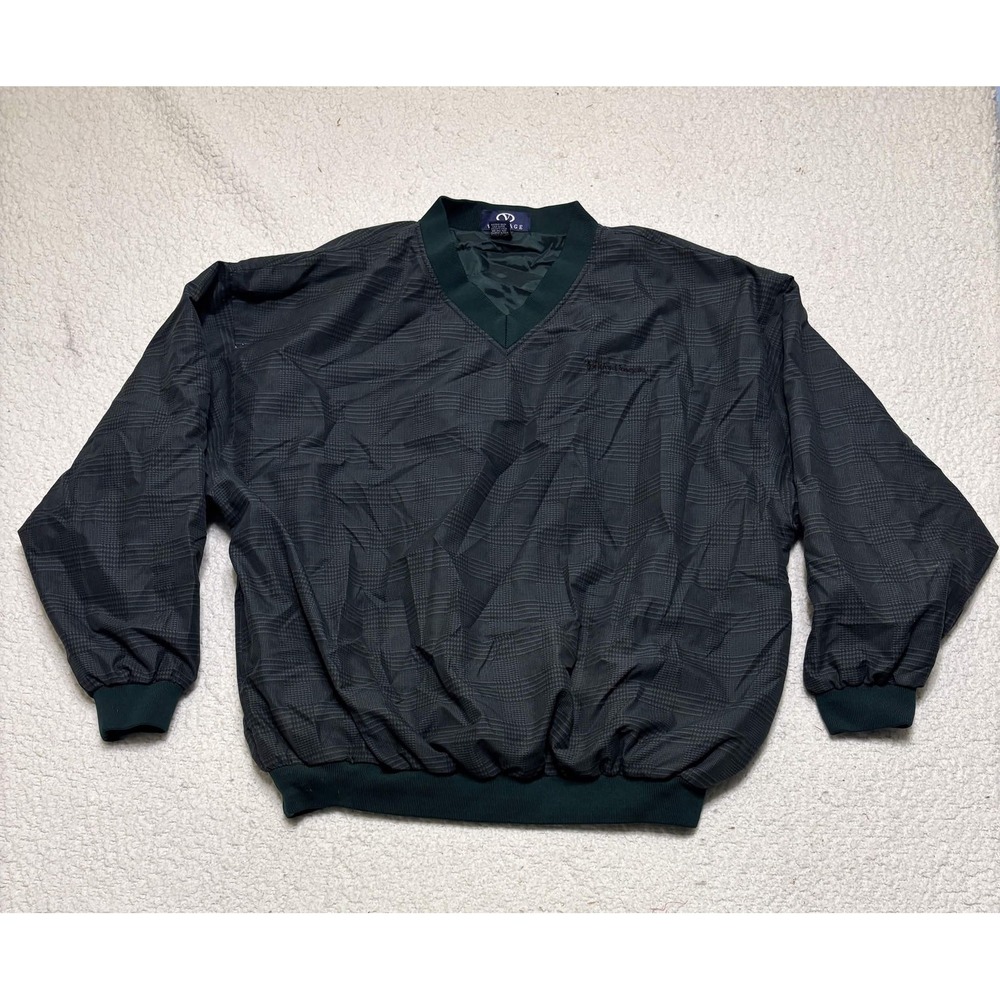 Vintage Vantage Mens Rockford Fosgate Windbreaker XL Green Plaid Pullover 90s